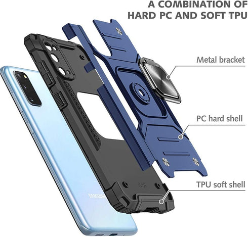 Samsung S20 FE Case, Galaxy S20 FE 5G with Screen Protector, Military Grade 360° Rotatable Kickstand Shockproof