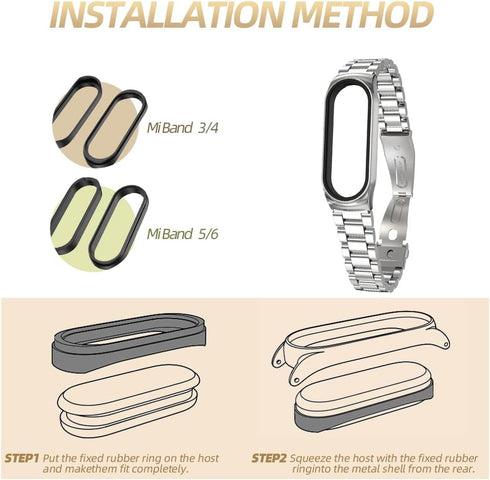 MIJOBS Strap for Xiaomi Mi Band 6 Mi Band 5, Metal Strap Compatible with Mi Band 4 Mi Band 3