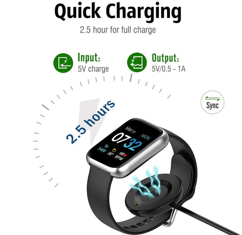 E ECSEM Charging Cable Compatible for iTouch Air 4/iTouch Air 3/iTouch Sport 4/iTouch Sport 3 Smartwatch, 2Pack Replacement USB Charging Charger Cord for iTouch Air 4 Smart Watch Accessories, Black