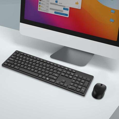 LeadsaiL Wireless Keyboard and Mouse Combo, Full-Sized Ergonomic Keyboard, Silent Mouse Set, 2.4GHz USB Receiver