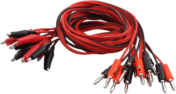 uxcell 1M Double Alligator Clip to Banana Connector Audio Speaker Test Cable, 6 Pairs