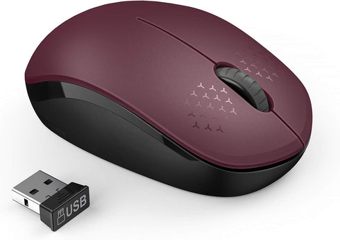seenda Wireless Mouse, 2.4G Noiseless Mouse with USB Receiver, Portable Computer Mice for PC, Tablet, Laptop - Red &