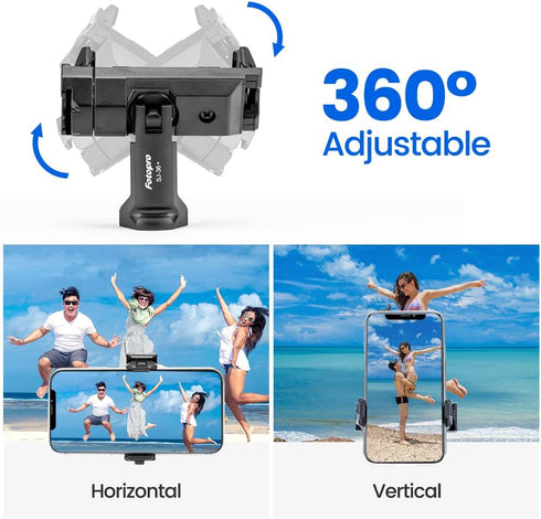 Fotopro Phone Tripod Mount Cold Shoe Rotatable Universal Cell Phone Mount Adapter for Monopod Selfie Stick Desktop