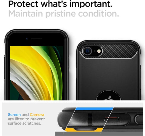 Spigen Rugged Armor Case for iPhone SE 2020, Matte Black (ACS00944)