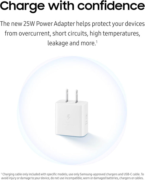 SAMSUNG 25W Wall Charger Power Adapter with Cable, Super Fast Charging for Galaxy and USB Type C Devices
