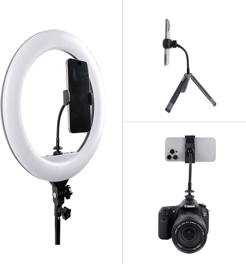 Leenconghui 1/4"-20 Universal Phone Holder for Ring Light, and Hot Shoe Adapter, Flexible Phone Mount for Ring Light