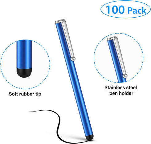 Outus 100 Pieces Stylus Pen, Slim Touch Screen Universal Capacitive Digital Pen, 10 Colors