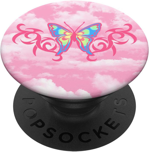 PopSockets PopGrip: Swappable Grip for Phones & Tablets - Tribal Tattoo Butterfly Pink 90's Soft Girl