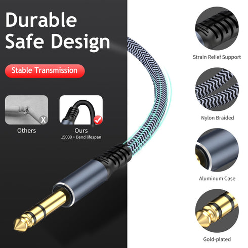 1/4 inch Extension Cable 15ft, 1/4" inch Male to Female Stereo Headphone Guitar Extension Cable, Quarter inch Headphone