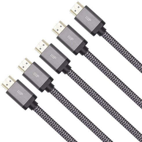 8K 2.1 8K@60Hz, 48Gbps, CL2 30AWG, 3 Monoprice Certified Braided Ultra High Speed HDMI Cable - In-Wall Rated, Dynamic