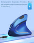 BeWishes 2.4GHz 3 800/1200/1600 Ergonomic Mouse Wireless, Rechargeable Mouse Silent for Carpal Tunnel Right Hand, USB