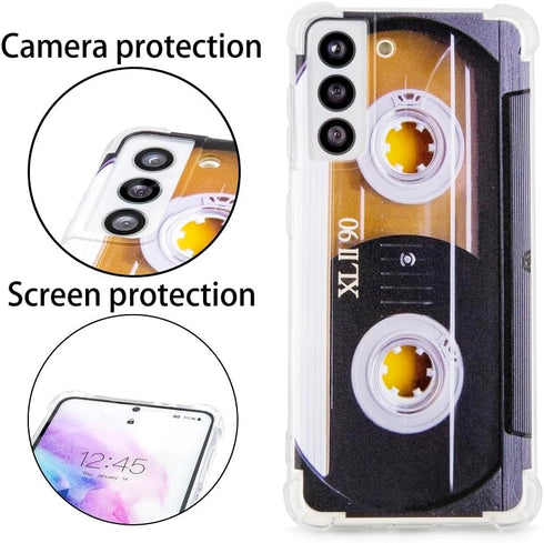 Case for Galaxy S21 5G, Shockproof Scratchproof TPU Soft Bumper Retro Music Cassette Tape Case for Samsung Galaxy S21 5G