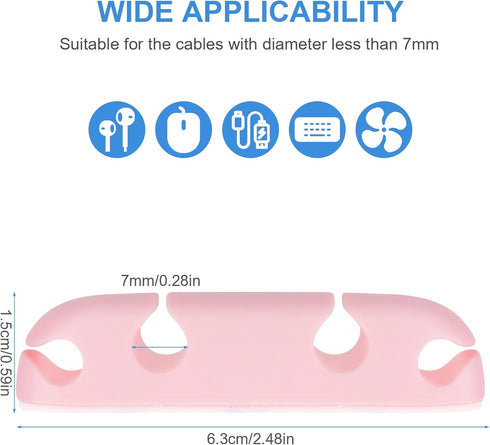 Cable Clips 3PCS Cord Wire Organizer Cable Management Holders 4 Hole Silicone Cable Harness USB Charging Accessory Cable Holder for Office and Home Desk (Pink)