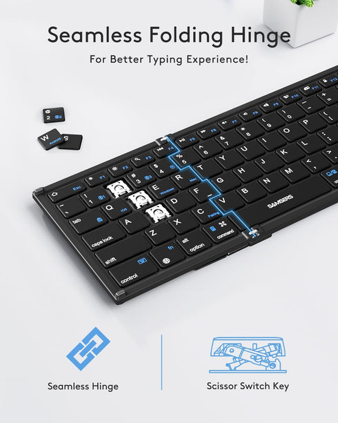 Samsers Foldable Bluetooth Keyboard with Touchpad, Full-Size Wireless Folding Keyboard for iOS Windows Android