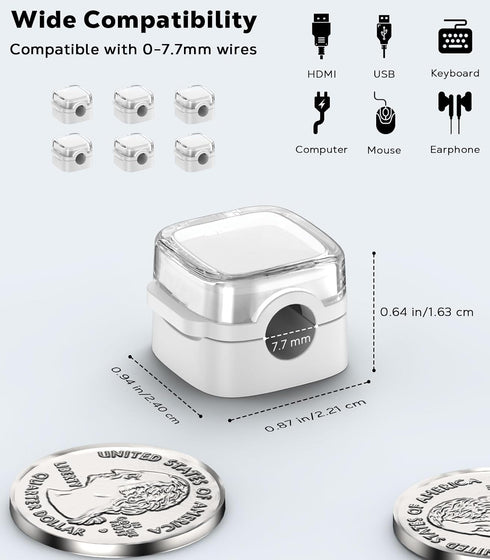 MoKo 6 Pack Magnetic Cable Clips, Under Desk Cable Management, Adhesive Magnetic Cord Holder, Magnetic Cord Organizer
