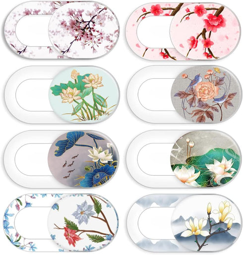FadyRaye Laptop Camera Cover Slide Cute Flower 8 Pack, Webcam Cover Slide Phone