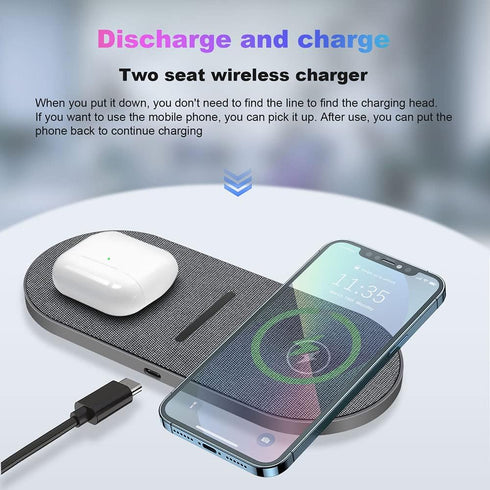 Dual 20W Wireless Charger for Multiple Devices, 40W Fast Wireless Charging Pad for Apple iPhone, AirPods, Samsung Galaxy