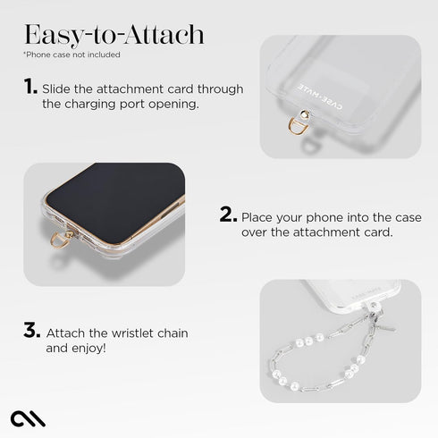Case-Mate Phone Charm with Beaded Silver Pearls | Detachable Anti Theft Phone Strap | Hands-Free iPhone Wrist Strap for