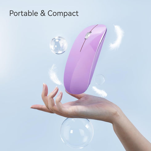 TENMOS M18 Bluetooth Mouse, USB C Rechargeable Wireless, Triple Mode (Dual Bluetooth+USB) - Purple