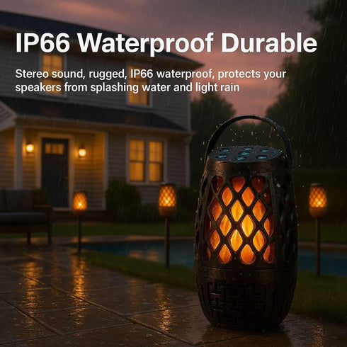 ulinkbee 5.3 100 IPX6 Upgraded Bluetooth Speaker, BT Outdoor Speaker With RGB Flame LED lights Gift for Men, Multi-Sync