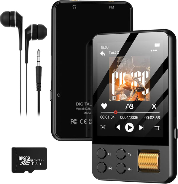 AGXOV 128GB MP3 Player with Bluetooth 5.4, Music Player with Built-in HD Speaker,