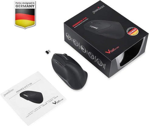 Wireless Ergonomic Vertical Mouse - Perixx PERIMICE-715II, 2.4 G, 800/1200/1600 DPI, Right Handed