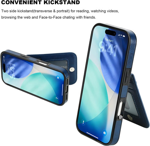 KIHUWEY 17 6.3 Inch for iPhone Case Wallet Compatible with MagSafe Wireless Charging, Credit Card Holder, RFID Flip