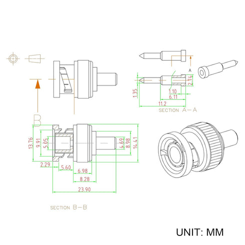 Eightwood 10pcs 50 Ohm BNC Crimp Male Connector for RG58, RG142, LMR195 Cable