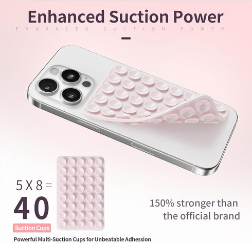 Mnyatr 2 Pack Silicone Suction Cup Phone Case Mount Double Sided, Sticky Phone Grip with Higher Suction Power for Cell