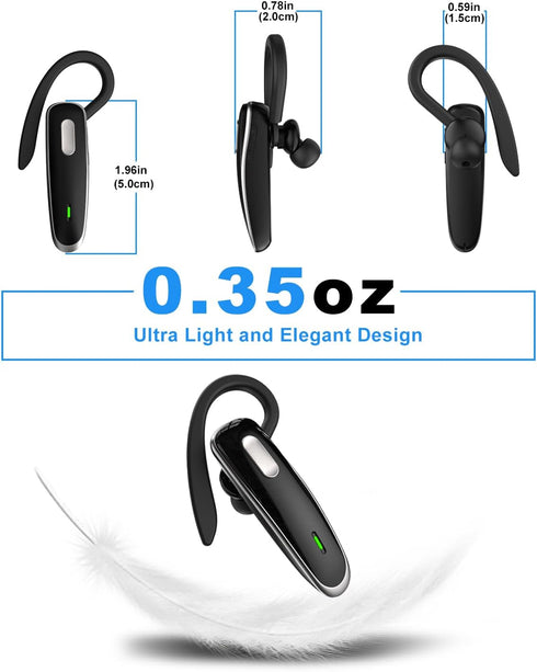 Headset V5.1, Bluetooth Wireless Hands-Free Earpiece with Noise Cancellation, Built-in Microphone for iPhone Android