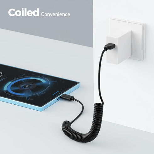 Cable Matters USB to USB C Coiled Cable with 3A/15W Fast Charging 1-4 Feet, Support Apple CarPlay, Android Auto, Coiled USB A to USB C Cable, for iPhone 15/15 Pro/15 Plus/15 Pro Max, Galaxy S23, iPad