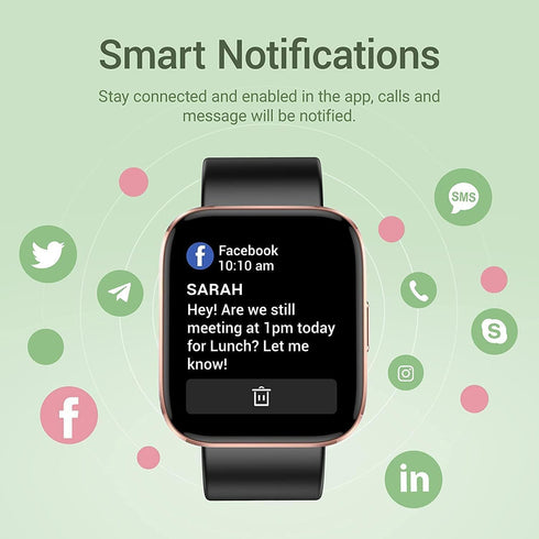 Smart Watch Touchscreen Fitness Tracker with Heart Rate & SpO2 Monitor, 5ATM Waterproof for iPhone and Android