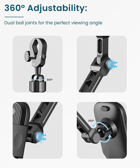 Uonser Rear View Mirror Phone Holder, Premium Aluminum Alloy Mount with Multi-Angle Adjustment, Rearview Mirror Phone