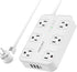 Surge Protector Power Strip - 6 Outlets, 3 USB-A, 1 USB-C, 1050J, 6FT Flat Plug Extension Cord, ETL Certified