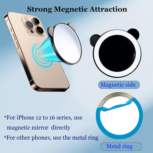Ziqintech 2-in-1 Phone Selfie Mirror Clip, Magnetic Selfie Mirror for iPhone Back Camera, Universal Compact