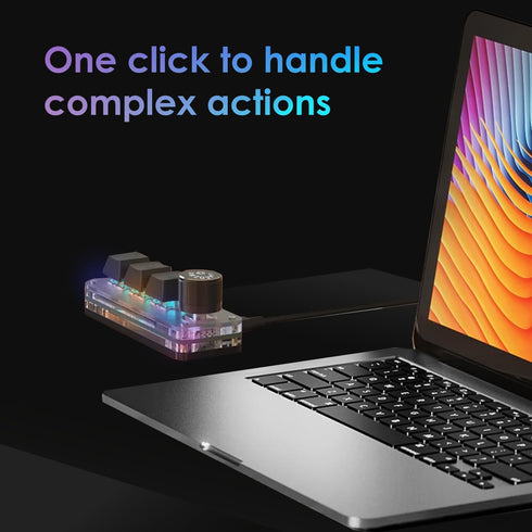 Macro Pad Programmable Keypad, Customized 3-Key Mini Mechanical Gaming Keyboard, One Handed RGB LED Backlit with Knob