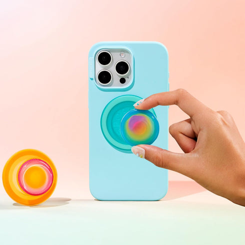PopSockets Round Phone Grip Compatible with MagSafe, Adapter Ring Included - Boca Aura, Wireless Charging Compatible