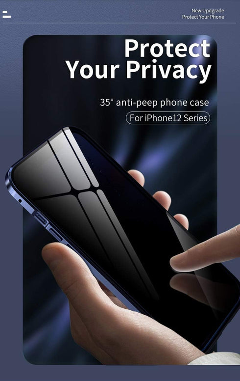 Anti-spy Screen iPhone 12 Pro Max Case, Lock + Magnetic Adsorption Anti-Peeping Metal Frame Protective Cover