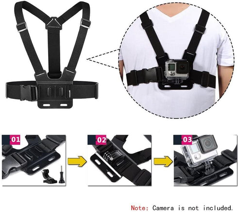 VVHOOY Action Camera Accessories - Head Strap Mount Chest Harness Compatible with AKASO, GoPro HERO, and More