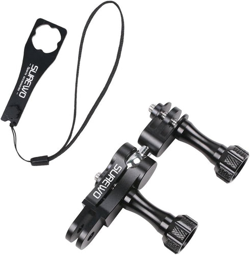 SUREWO Dual Rotating Extension Arm Mount for GoPro Hero 13 12 11 10 9 8 7 6 5 Black, DJI Osmo Action 2, AKASO, Campark