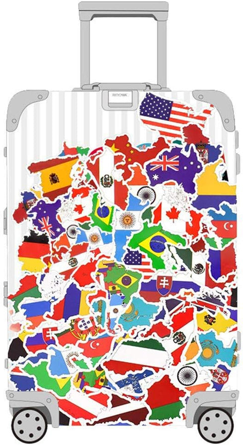 Vinyl National Flag Map Stickers, 50 Pcs Country Flag Decals for Laptop, Car, Suitcase, Water Bottle