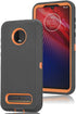 Annymall Heavy Duty Moto Z3 Case with Built-in Screen Protector, Rugged Shockproof Armor Cover (Black/Orange)