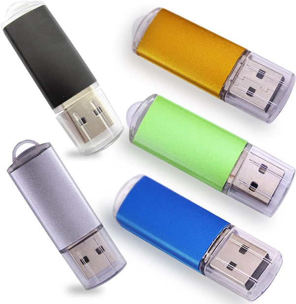 USB Flash Drives 2.0 Metal Key Pack of 5 Colors (512MB, Smaller Than 1GB, Blank)