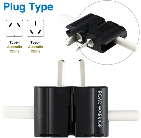 ROAD WARRIOR Universal Travel Plug Adapter Europe/UK/Australia/USA/India/China Compact Black