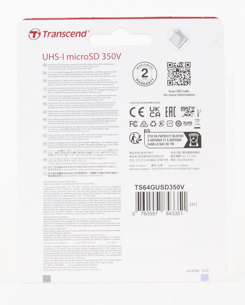 Transcend TS64GUSD350V 64GB UHS-I U1 Micro SD Memory Card