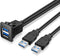 Dual USB3.0 Square Flush Mount - 1M 3ft Extension Mount for Car, Boat, Motorcycle, Dash, Panel