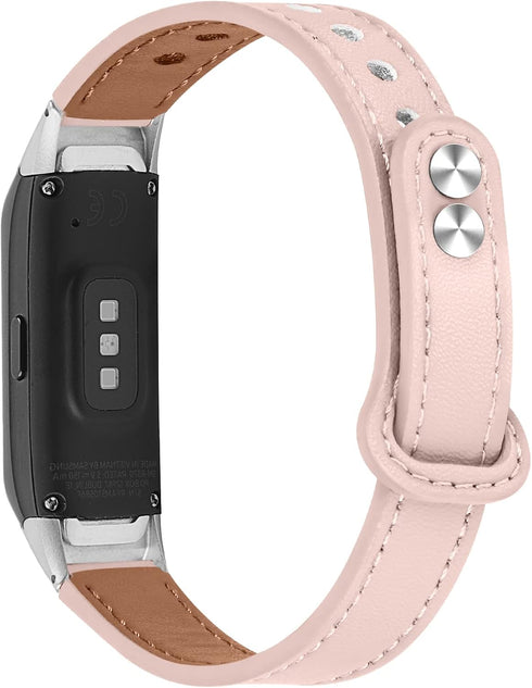 FitTurn Leather Quick Release Watch Band Strap Compatible with Samsung Galaxy Fit SM-R370 Fitness Tracker for Women Men