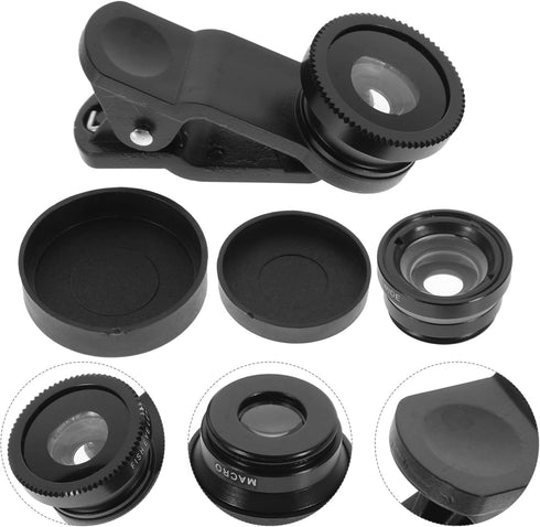 TEHAUX 1set Phone Camera Lens Macro Wide Angle Fisheye Lens Kit for Mobile Photography and Attachments Easy to Install
