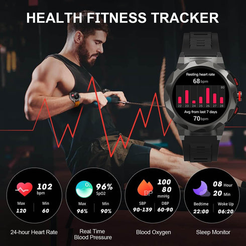 FILIEKEU Business Smart Watch for Men with 100 Sports Modes, 5ATM Waterproof, 1.46'' HD Screen