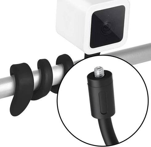 1/4'' Flexible Bracket Twist Mount Base Bracket for Crib Surveillance Camera Remote Care Device, Black